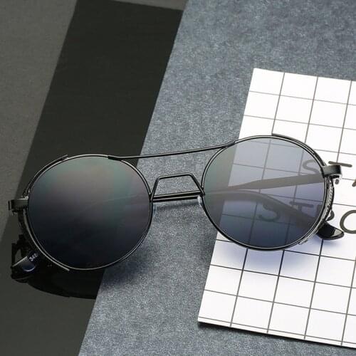 Seemfly 2021 Fashion Steam punk style sunglasses Men Round Luxury sunglasses Frame Metal Brand Design Eyeglasses Women UV400