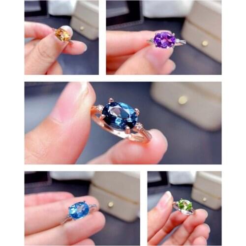 High Quality Topaz/Crystal Ring S925 Pure Silver Fine Fashion Wedding Charming Jewelry for Women Free Shipping MeibaPJFS