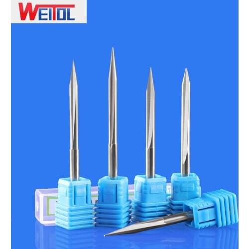 WeiTol 4mm Shank Double Flutes Straight Router Bits V Shape Engraving Bits Straight V Cutting Milling for hardwood
