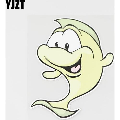 YJZT 13.1CMX15.8CM Smiling Fish Car Sticker Superior Quality Pvc Decal Window 6A-0278
