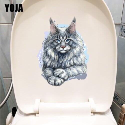 YOJA 17×22.9CM Painted Cartoon Cat Home Bedroom Wall Sticker Fashion Toilet WC Accessories T1-3021