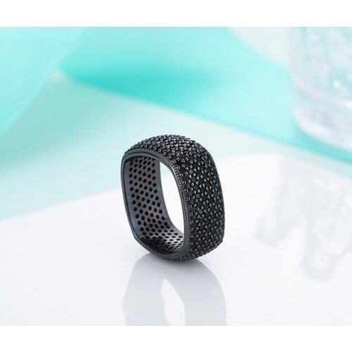 Luxury Square Gun Black Color Rings Micro inlay AAA Cubic Zirconia Finger Ring Wedding Band Rings for Women Party Jewelry Gift