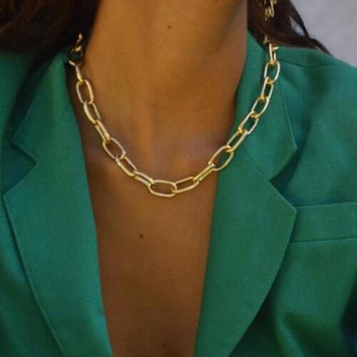 Punk Choker Necklace Collar Statement Hip Hop Big Chunky Gold Color Thick Chain Necklace Women Maxi Statement Party Jewelry