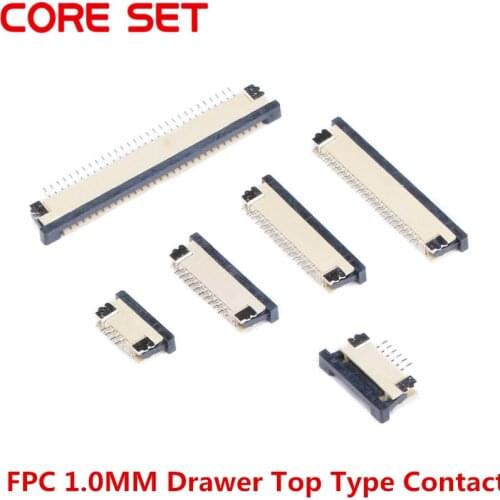 10PCS/Lot FPC Connector Socket FPC 1.0MM Drawer Top Contact Type 4P 6P 8P 10P 12P 14P 16P 18P 20P 24P 26P 30P 32P