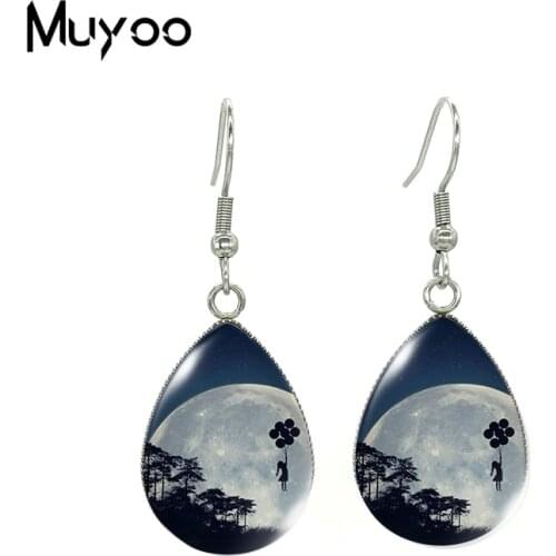 2021 New Sweet Dream Girl Tear drop Earring Fish hook Earrings Glass Dome Jewelry Handmade Items Gifts