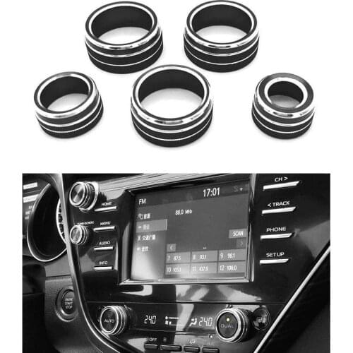 5pcs Center Console Knobs Air Conditioning Button Knob Trim Ring Volume Radio Button Switch Knob Cover For Camry 2018 2019 2020