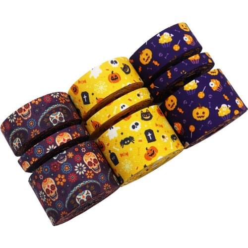 5 yards Halloween Printed Embossed Ribbon Ribbon Handmade Bow Hair Accessories Hairpin Material Accessories