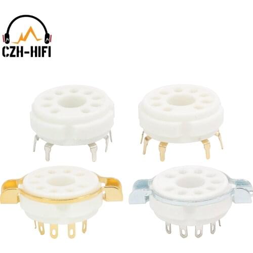 9pin Ceramic Tube Socket Valve Base for EL504,EL519,PL519,EL502,6LQ6,7868 Vintage Audio Amplifier DIY PCB Chassis Mount