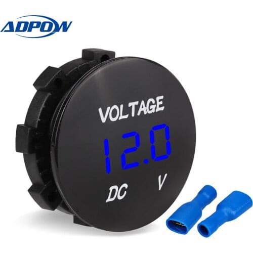 ADPOW Waterproof DC 12V 24V Motorcycle Boat Car Digital Voltmeter Led Display Car Voltage Meter Tester Panel For Truck ATV