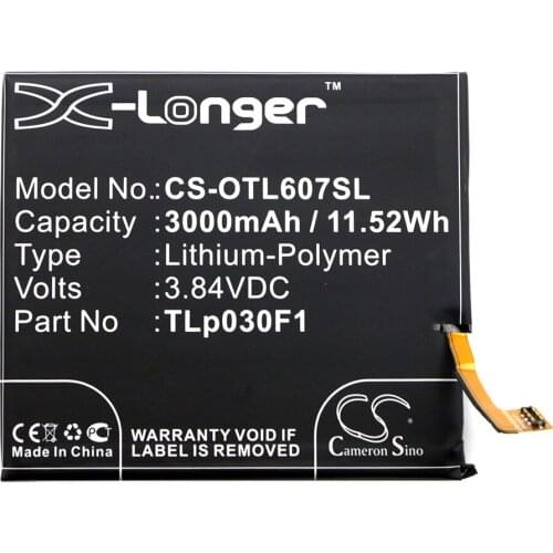 Cameron Sino 3000mAh Battery for Alcatel One Touch Idol 4S, OT-6070, OT-6070K, OT-6070O, OT-6070Y, TLp030F1, TLp030F2