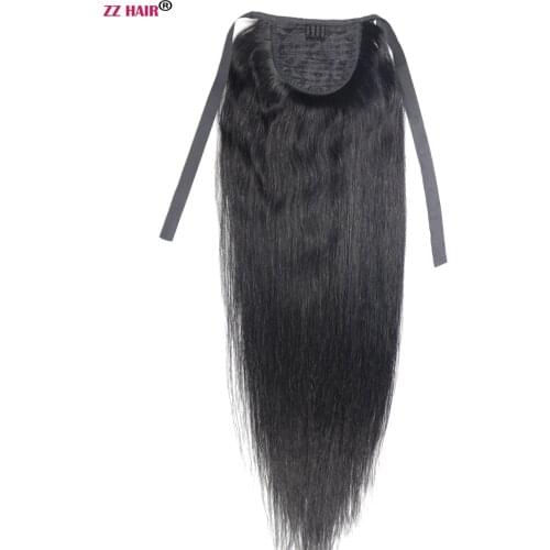 Chocola 16"-24" 80g Brazilian Machine Made Remy Hair Ribbon Ponytail Clip In 100% Human Hair Extensions Horsetail Stragiht