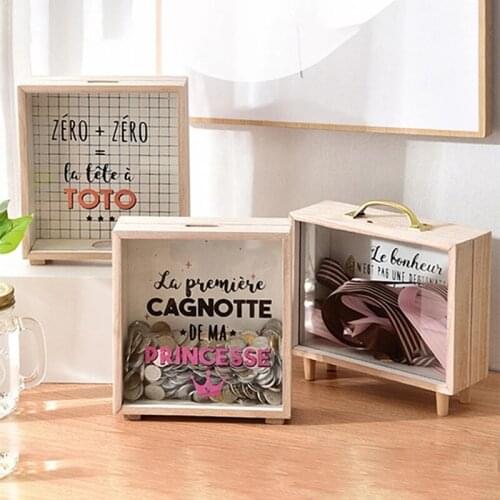 Wooden Photo Frame Piggy Bank Money Coin Bank For Children Picture Frame Money Case Funny Home Decoration And Storage Money Case