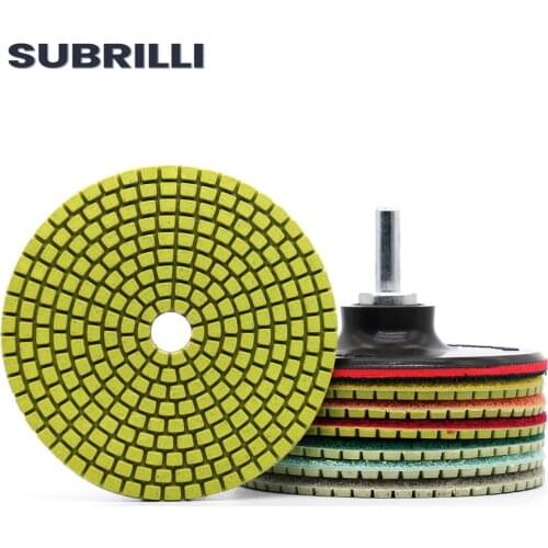 8pcs 4inch Diamond Polishing Pad Kit 100mm Wet Use Buffing Wheel With Backer Pad For Granite Marble Concrete Grinding Disc