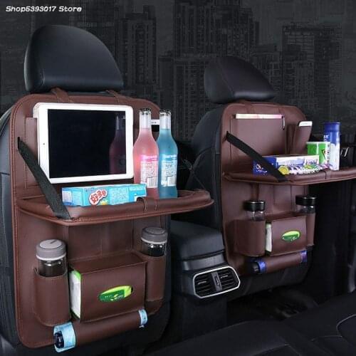 For Nissan X-trail Xtrail Rogue T32 T31 Pu Leather Pad Bag Car Seat Back Organizer Tray Travel Storage Bag Foldable Dining Table