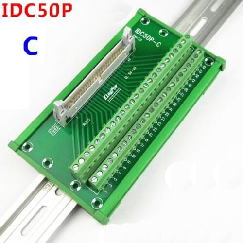 IDC50P Male socket to 50P terminal block breakout board adapter DIN Rail Mounting