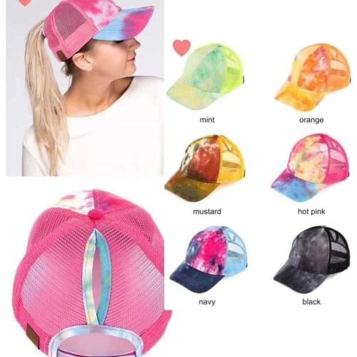 Trucker Hat Womens Baseball Cap Tie Dyeing Colorful Mesh Graffiti Fashion Travel Outdoor Stylish Daddy Hats