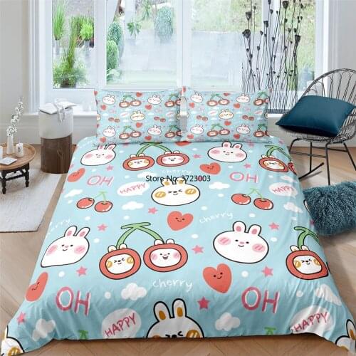 Cartoon Cute Dog Rabbit Bedding Set Children Boys and Girls Bedroom Decoration Down Bed Cover Pillowcase 2-3 Pieces Home Textile