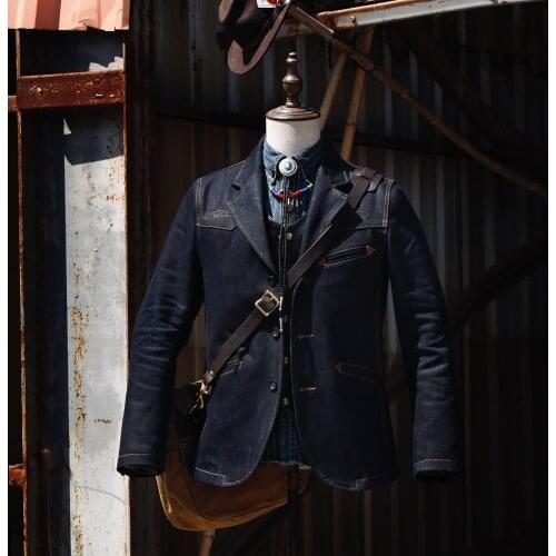 CDJ-105 Asian Size Genuine Indigo Selvage Unwashed Super Heavy 22oz Thick Unsanforised Raw Denim Jacket Vintage Stylish Blazer