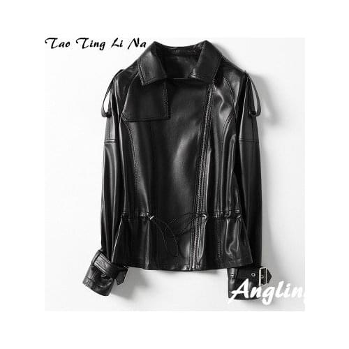 Top brand Spring 2020 Women Genuine Real Sheep Leather Jacket H12 high quality