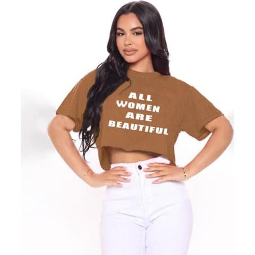 VAZN 2020 Hot List Swwet Club Clear Young Elegant Print Sexy Soft Top Fashion O-Neck Short Sleeve Women Slim Tees