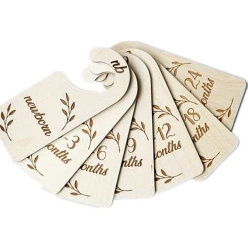 Set of 7pcs Newborn 24 Months Baby Closet Dividers Wood Nursery Closet Clothes Organizers Baby Wardrobe Dividers New Mom Gift B