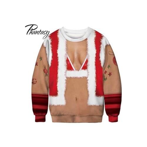 Phantasy 2020 New Funny Unisex Santa Claus Sweatshirt Winter Pullovers Long-Sleeved Men and Women Couple Sweatshirt