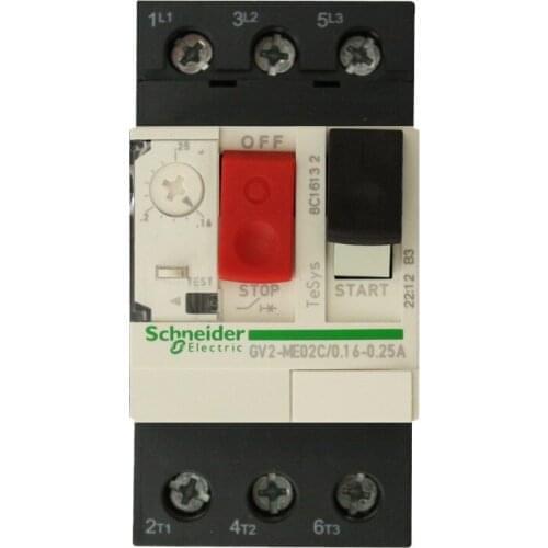 Original Motor thermal magnetic circuit breaker button3P GV2ME02C motor protection switch setting current range 0.16-0.25A 100KA