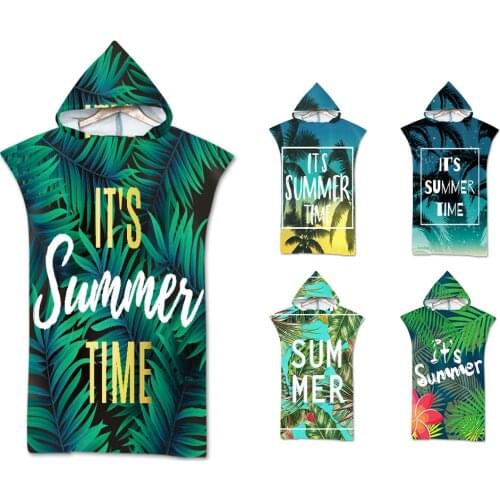 Customizable Casual Microfiber Summer Bath Towel Hooded Surf Beach Swimwear 3D Printed Swimsuit Poncho Quick Dry Travel Robe