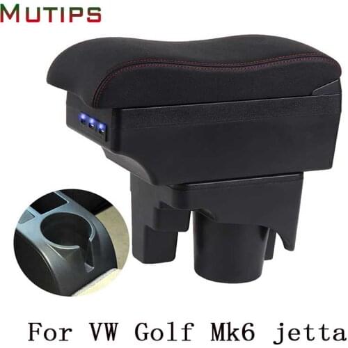Mutips For VW Golf 6 5 Mk6 armrest box car arm rest leather storage box center console accessories interior parts auto 2005-2011