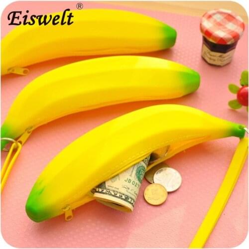 Dropshipping Coin Purse Banana Pencil Case Kawaii Bag Silicone Purse Children Purses for Kids Yellow Ulrica Coin Bags for Women