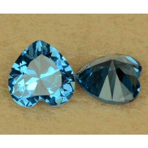 Sale 3x3~12x12mm 119# Dark Sea Blue Stone Heart Cut Loose Spinel Synthetic Gems For Jewelry Making