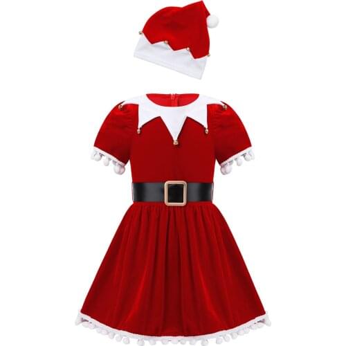 Infant Girl Christmas Dress Childrens Party Red Dress Carnival Costumes for Girls Disguise Child Costume New Year Dress