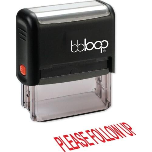BBloop "PLEASE FOLLOW UP" Self-Inking Stamp, Rectangular, Laser Engraved, RED