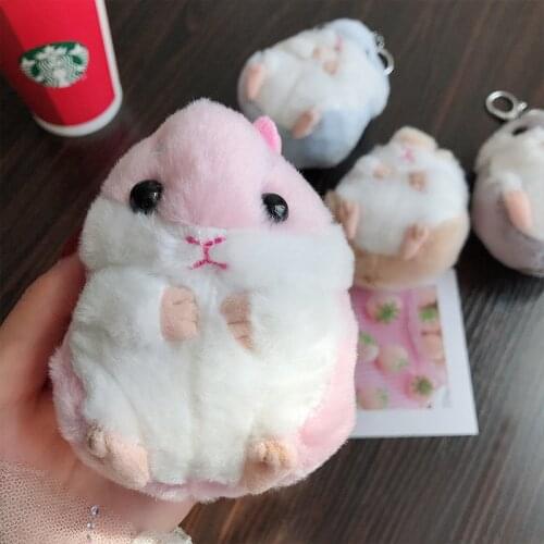 5 Colors Cute Hamster Plush Keychain Stuffed Animals Key Chain Women Charm Handbag Bag Purse Trendy Pendant Girls Toy Gift