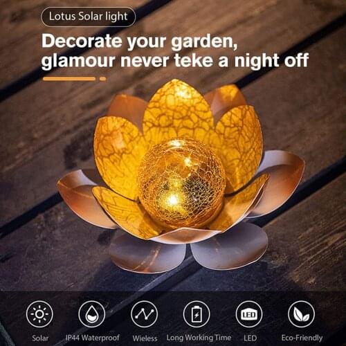 Lotus Solar Light Cracked Glass Ball Lotus Light Floating Flower Night Lamp Decorations for Pond Swimming Pool Garden Fish Tank