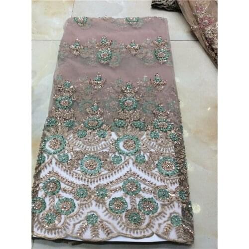 New design african tulle lace fabric with beads french net lace ZH-616811 embroidered lace fabric for fashion show