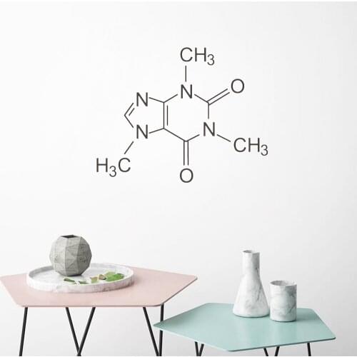 Caffeine Molecule Vinyl Wall Stickers Home Decor Childrens Bedroom Science Chemistry Wall Decals Coffee Shop Tea Room Z213