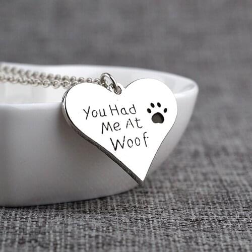 Women Fashion Jewelry Dog Paw Prints Heart Pendant Necklace Pretty Gifts
