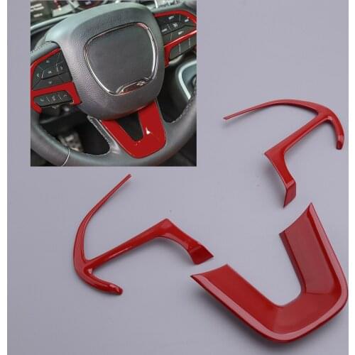 1Set Steering Wheel Moulding Cover Trim Car ABS Red Fit for Dodge Challenger Charger Durango Jeep Grand Cherokee SRT8