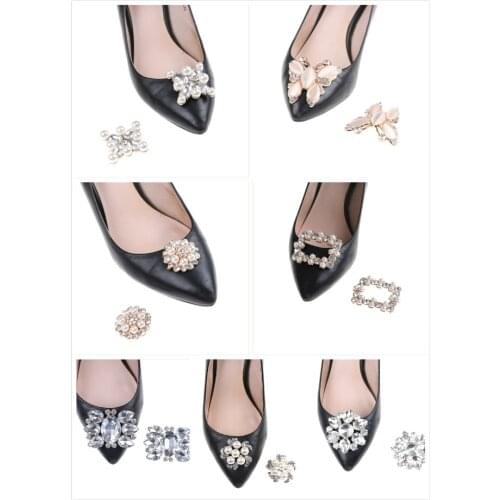 1PCS New Bridal Shoes Rhinestone Accessories Crystal Shoe Clip Decoration Clip Buckle Faux Pearl Shoe Clips Decorative