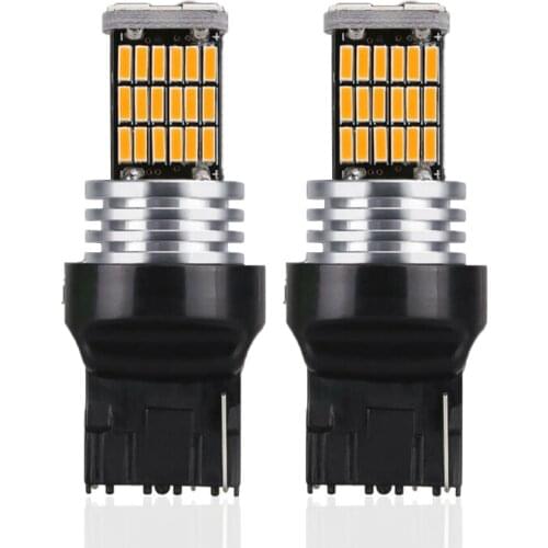 2x W21W T20 LED Amber Canbus 7440 Turn Signal Light WY21W Bulb Taillight 45SMD Car Led DRL Daytime Running Light