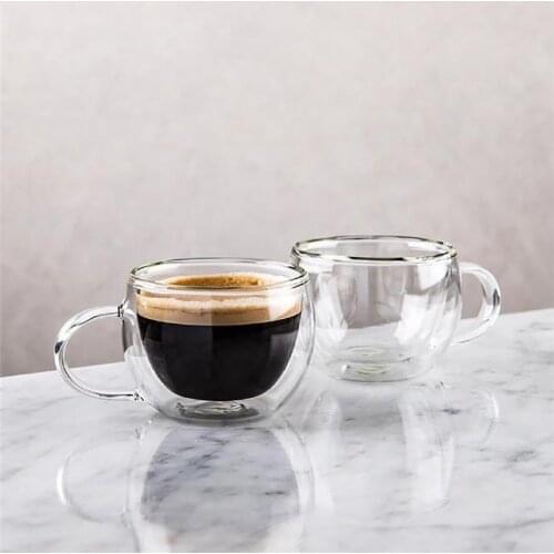 Double Walled 2 pcs Espresso Cups 80 Ml Borosilicate Handmade Glass Cups 2 pcs Set