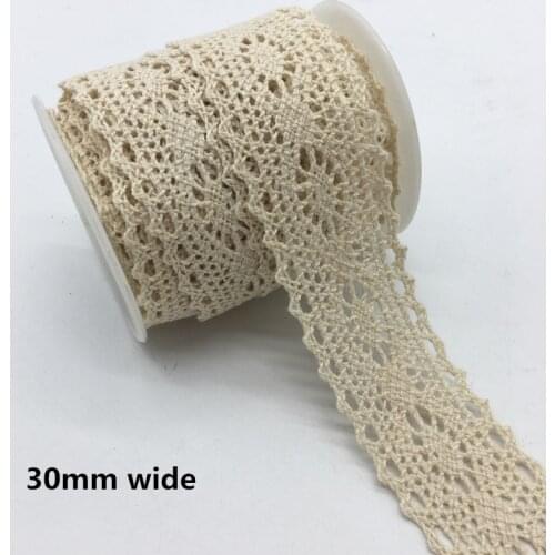 2 Yards/lot 30mm Wide Apparel Sewing Fabric Trim Cotton Crocheted Lace Fabric Ribbon Handmade Accessories #FF01