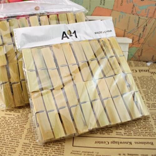 Natural Bamboo Clothes Pins Pegs Hanging Clips 20 Pcs Beige Wood Bamboo Pegs Multipurpose Drying Clamp Sealed Storage +B C1-10