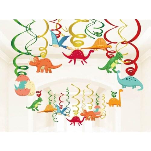 30pcs Baby Shower RAWR Haning Spirals Dinosaur Birthday Party Decorations PVC Ceiling Hanging Swirls Kids Birthday Party Supply