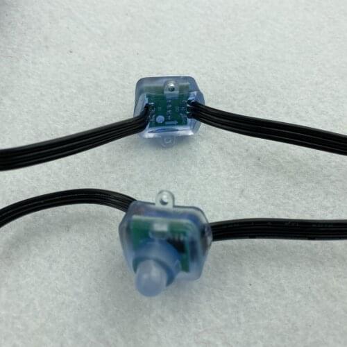 50pcs/set square type DC5V addressable 12mm WS2811 RGB led smart pixel node;all BLACK 18AWG)wire,IP68