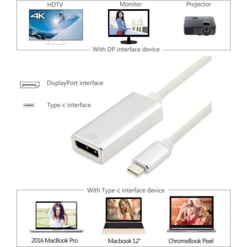 USB 3.1 Type C to DP Adapter converter USB-C to DisplayPort Adapter Support 4K UHD 1080P for Macbook Pro 2015/2016/2017