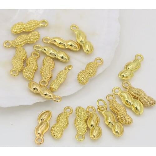 Gold-color peanut shape spacers accessories 10pcs 6*18mm wholesale price elegant cute beads hot sale diy findings B2563