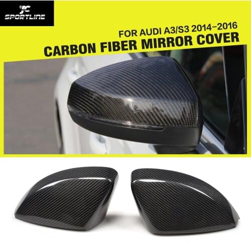 Car-Styling Carbon Fiber Replacement Side Review Mirror Caps Covers for Audi A3 S3 RS3 8V 2013 - 2016