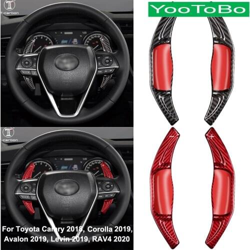 Car Styling Real Carbon Fiber Steering Wheel Shifter Paddle Extension For Toyota Camry Corolla Avalon Levin RAV4 2018 2019 2020